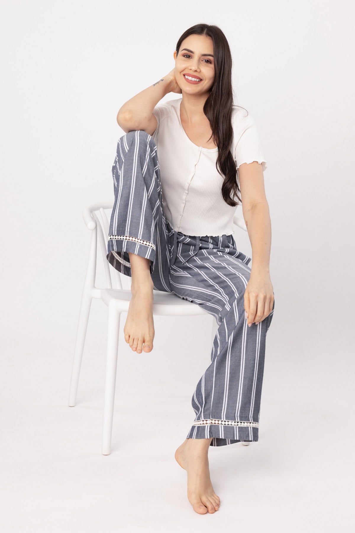 Buy Designer Grey Stripe Pyjama Online